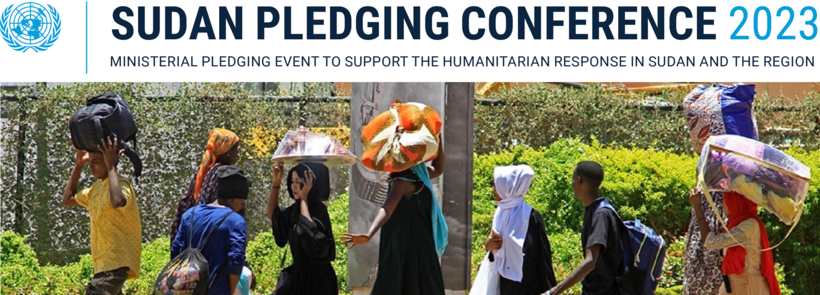 Banner for the Sudan High-Level Pledging event in 2023
