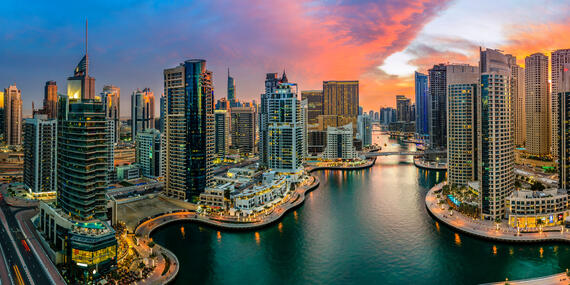 The skyline of Dubai Marina