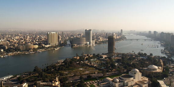 A skyscape of Cairo on the River Nile