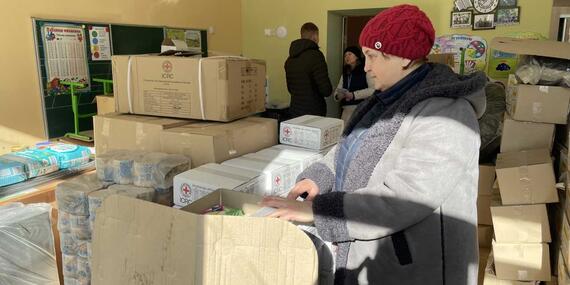 A humanitarian convoy brought medical supplies and other essentials to people in Donetsk region, Ukraine. 10 February 2023. 