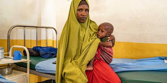 Ruqiyo with her son Yusuf at the Doolow Stablization Centre, Somalia.