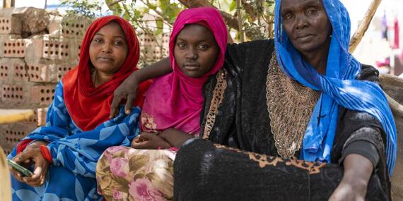 A mother and her daughters in Sudan