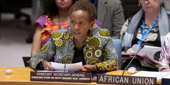 Assistant Secretary-General for Humanitarian Affairs Joyce Msuya addressing the Security Council on Sudan yesterday. 