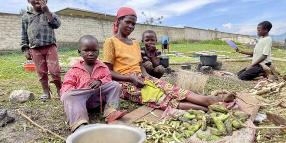 A displaced family among many others who fled violent attacks to seek refuge in Rutshuru town, North Kivu. June 2022