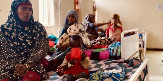 Mothers and children being treated for malnutrition at the Haro Maya stabilization Centre, Oromia region.