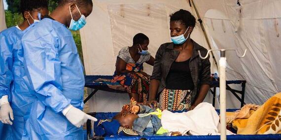 A cholera patient is treated in Tukombo in northern Malawi.