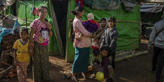 Families in an IDP camp in Myanmar