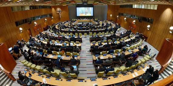 Meeting of dignitaries at the ECOSOC Humanitarian Affairs Segment