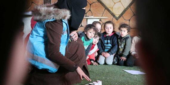 Walaa’ Al-Zaitoon helps children in Idleb, north-west Syria 