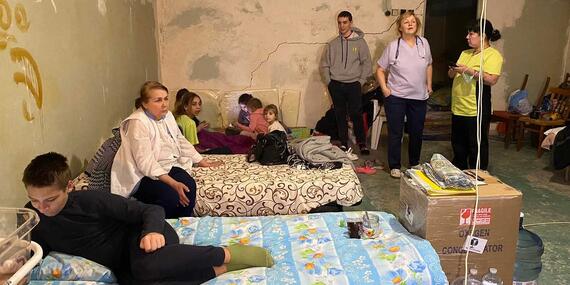 A makeshift perinatal centre located in the basement of a medical complex in Saltivka, a