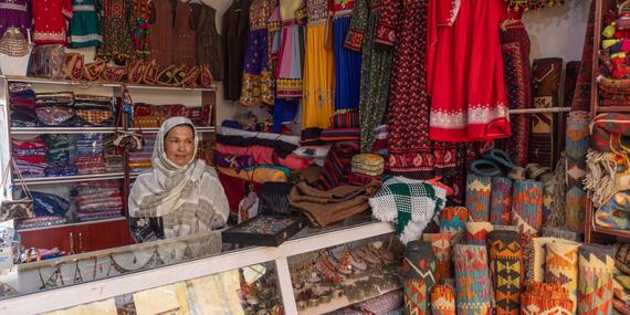 Women in a bazar with colourful clothing