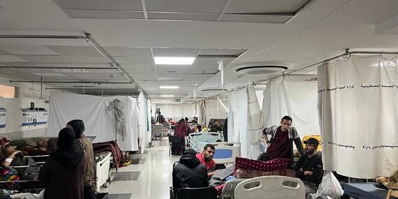 Inside view of a hospital ward in Gaza.