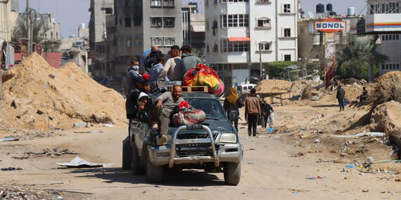 People constantly move in search of safety. This photo was taken in Khan Younis on 10 April 2024. Photo: OCHA