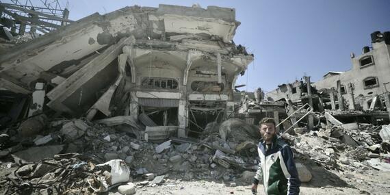 Destruction in Khan Younis, Gaza.