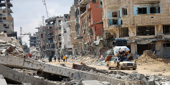 Widespread destruction in Khan Younis, Gaza Strip. April 2024. Photo: OCHA/Themba Linden