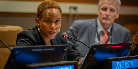 Deputy Humanitarian Relief Coordinator Joyce Msuya speaks at the side event on Underfunding and the Cost of Inaction