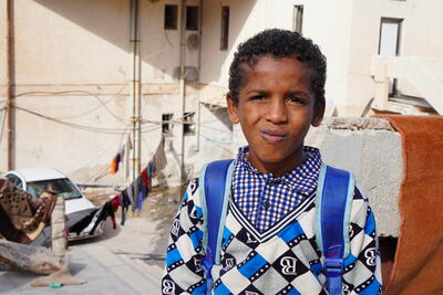 A displacement-affected young boy in Tripoli, Libya