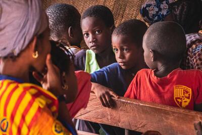 School children at a site for internally displaced people in Mopti, Mali. May 2022