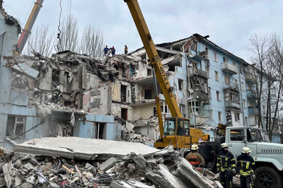 An airstrike destroyed a five-storey building in Zaporizhzhia