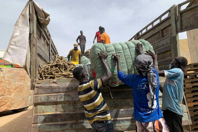 Non-food items being loaded on a truck in eastern Chad, to be delivered to Sudanese refugees currently near the border. 