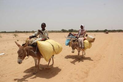 Sudanese refugees arrive in the Chadian village of Koufroun