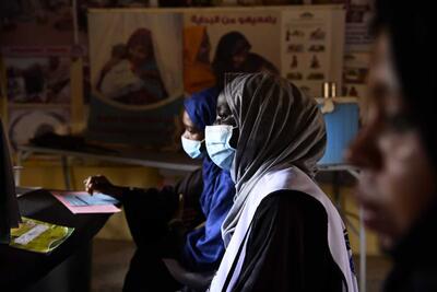 Staff at a therapeutic centre in Sudan