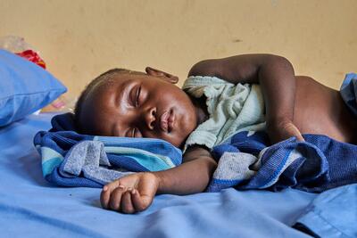 A baby asleep in north-east Nigeria: