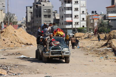People constantly move in search of safety. This photo was taken in Khan Younis on 10 April 2024. Photo: OCHA