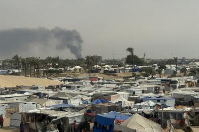 Makeshift tents of internally displaced people in Al Mawasi, Khan Younis.