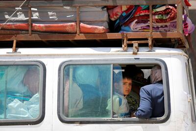 Palestinians flee from Khan Younis following an evacuation order by the Israeli army. Gaza