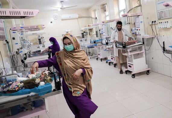 Women working in a maternity ward