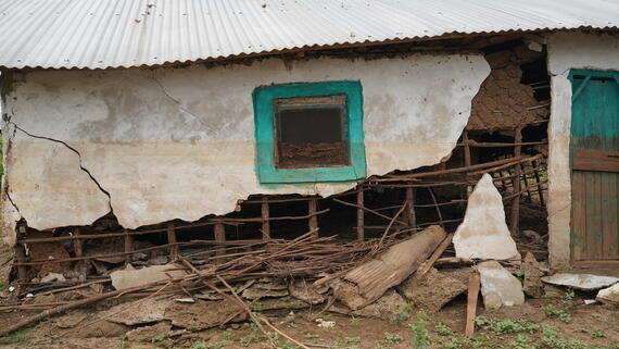 The ruins of a house due to floods in Tana River, Kenya