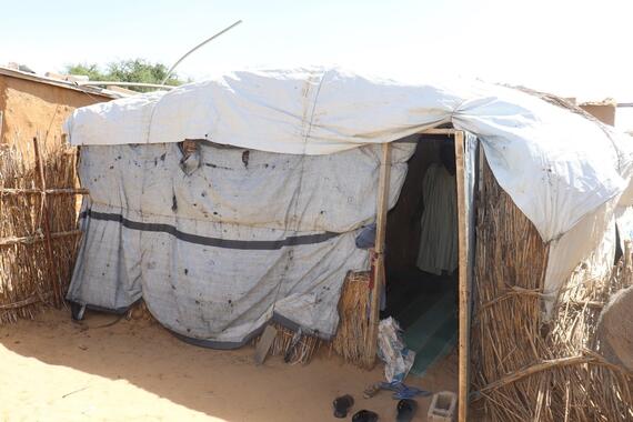 The shelter where Mamadou and his family live at the Boudouri site, in Diffa, Niger.