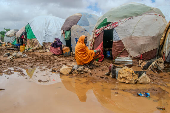 Sokorey, a resident of the temporary shelter for the internally displaced in Baidoa, South West State, Somalia which where flooded in 2023