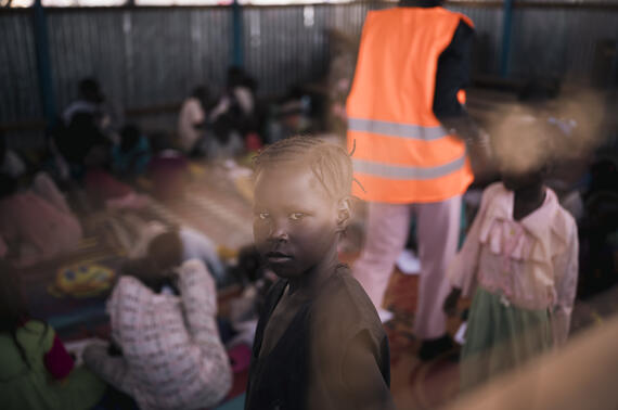 A child-friendly space in Renk Transit Centre, South Sudan
