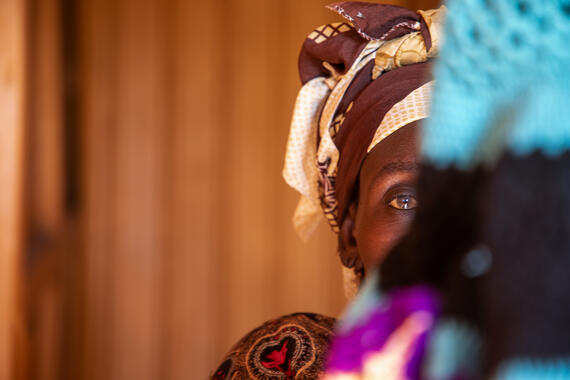 A woman in a safe space for women, supported by the UN Population Fund and CERF, at a displacement site in Bentiu, South Sudan.