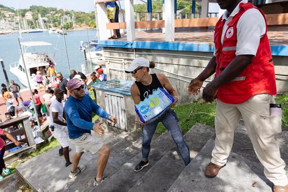 Saint George’s, Grenada. Partners including the Grenada Red Cross, as well as volunteers, delivered critical supplies, such as water and dry goods, to Carriacou and Petite Martinique.