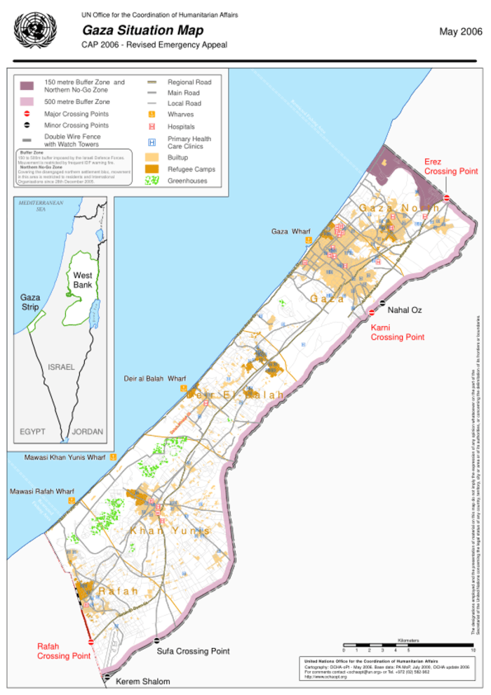 occupied Palestinian territory: The Gaza Strip: Situation map (as of ...