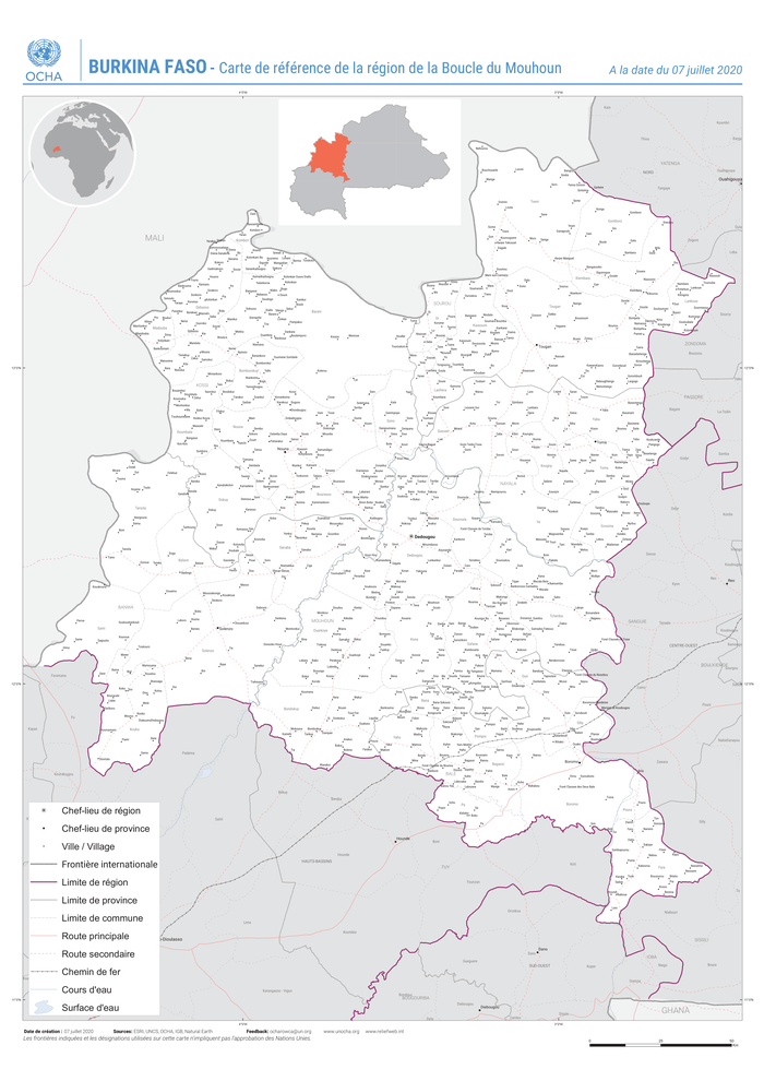 Burkina Faso - Carte de référence de la région de la Boucle du Mouhoun ...