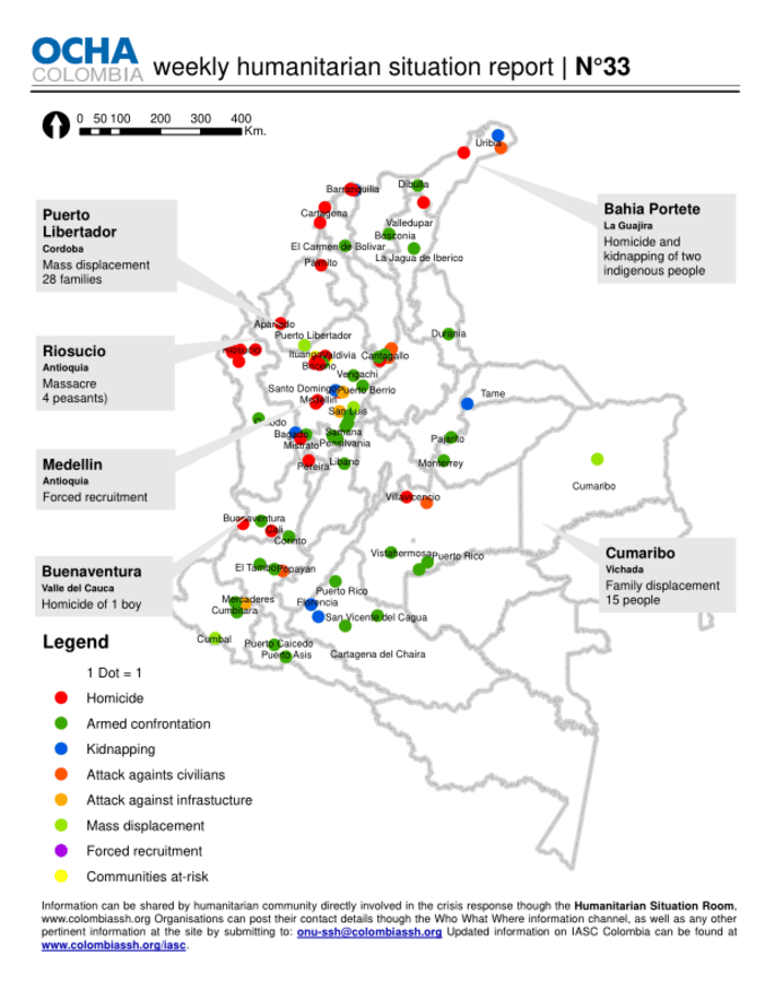 Colombia: Humanitarian Situation Map (20 - 27 Nov 2007) | OCHA