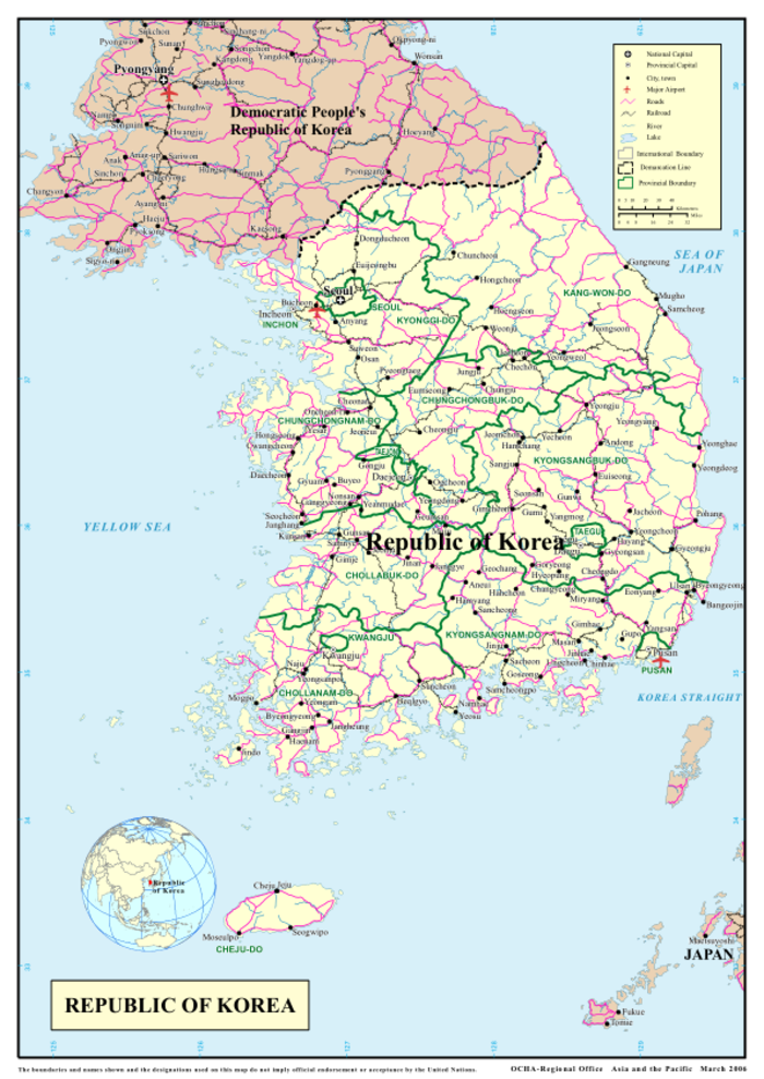 Reference map of Republic of Korea | OCHA