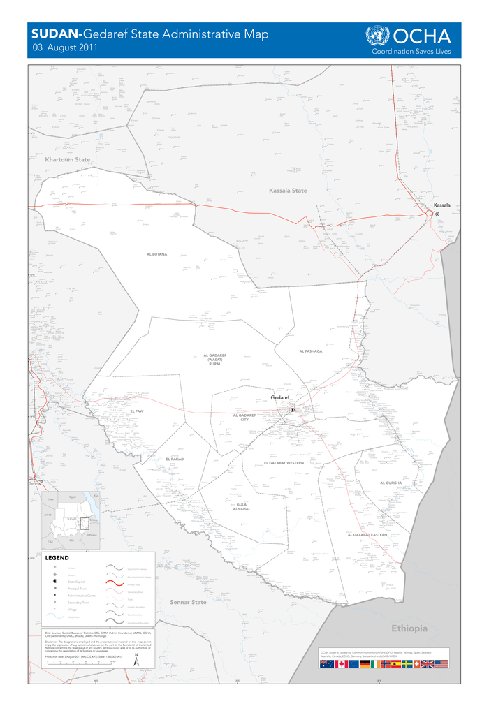 Gedaref State Administrative Map - 03 August 2011 | OCHA