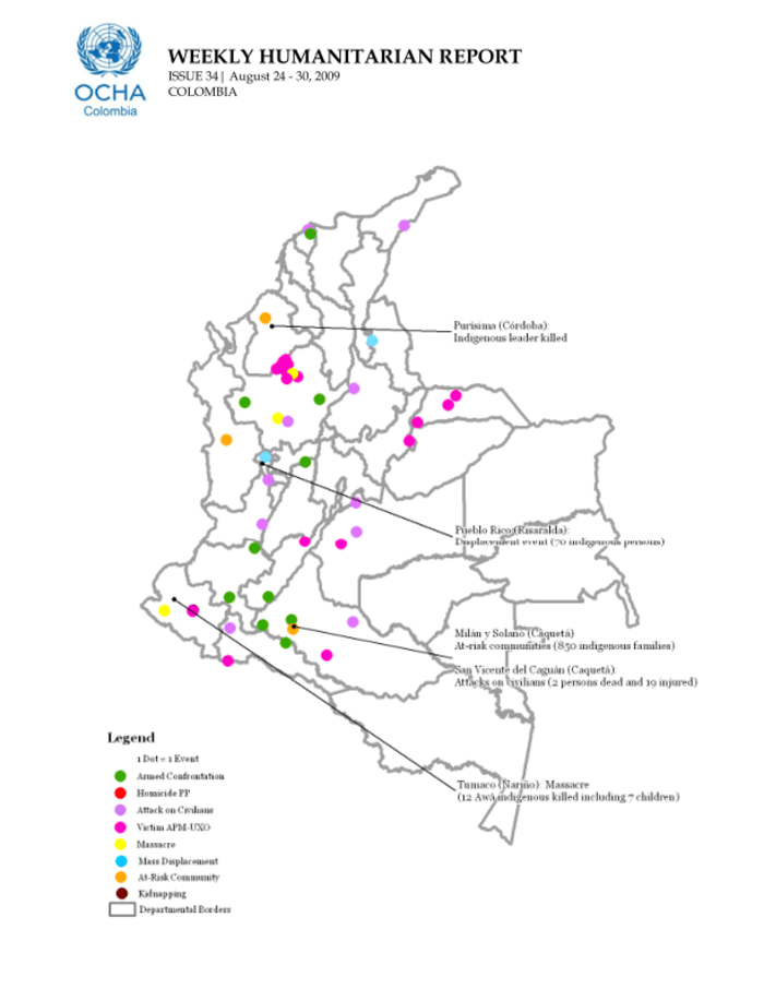 Colombia Weekly Humanitarian Report August 24 30 2009 OCHA