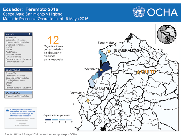 Ecuador Terremoto 2016 Sector Agua Sanimiento y Higiene Mapa