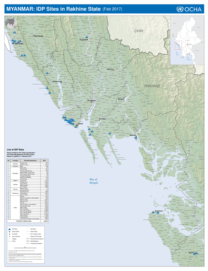 Myanmar IDP Sites in Rakhine State February 2017 OCHA