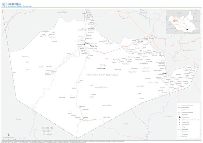 South Sudan Aweil Centre County Reference Map As Of March 2020 Ocha