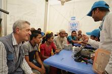 UN High Commissioner for Refugees Filippo Grandi during a registration exercise. 