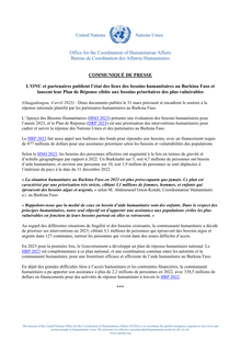 Preview of COMMUNIQUE DE PRESSE - PLAN DE REPONSE HUMANITAIRE BURKINA FASO - 4 AVRIL 2023 FR.pdf