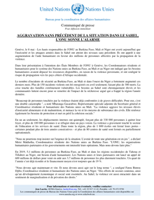 Preview of Communiqué de presse - ONU Sahel - Aggravation sans précédent de la situation dans le Sahel l'ONU sonne l'alarme.pdf