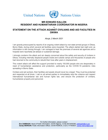 Preview of NIGERIA - UN - HUMANITARIAN COORDINATOR STATEMENT ON THE ATTACK AGAINST CIVILIANS AND FACILITIES IN DIKWA - 02 March 2021.pdf